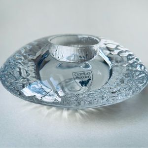 Orrefors Lars Hellsten Clear Crystal Votive Discus Candle Holder Sweden